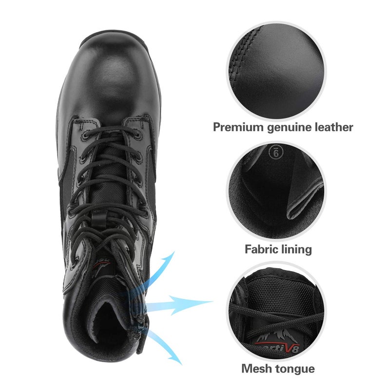 NORTIV 8 Mens Military Tactical Work Boots Hiking Side Zip Leather Outdoor Motorcycle Combat Boots Response,Size 7.5,Black - Image 4